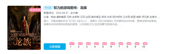 豆瓣8.8分!美劇“權游”前傳《龍之家族》上線B站、搜狐視頻